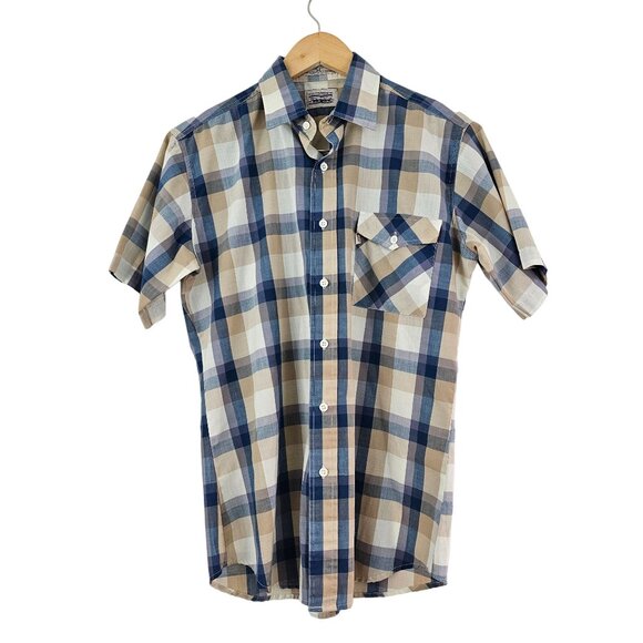 Levi's Other - Vintage Levis Mens Sz M Plaid Check Cotton Button Up Shirt Western Casual Work